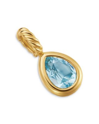 Mini Pear Cut Amulet in 18K Yellow Gold with Sky Blue Topaz, 11mm