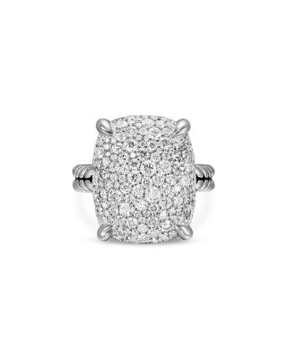 Chatelaine&reg; Elongated Ring in Sterling Silver with Diamonds, 19mm