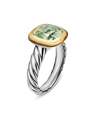 DY Mercer&reg; Color Stone Ring in Sterling Silver with 18K Yellow Gold and Prasiolite, 10mm 