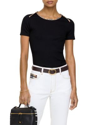 Check Trim Stretch Cotton Tee