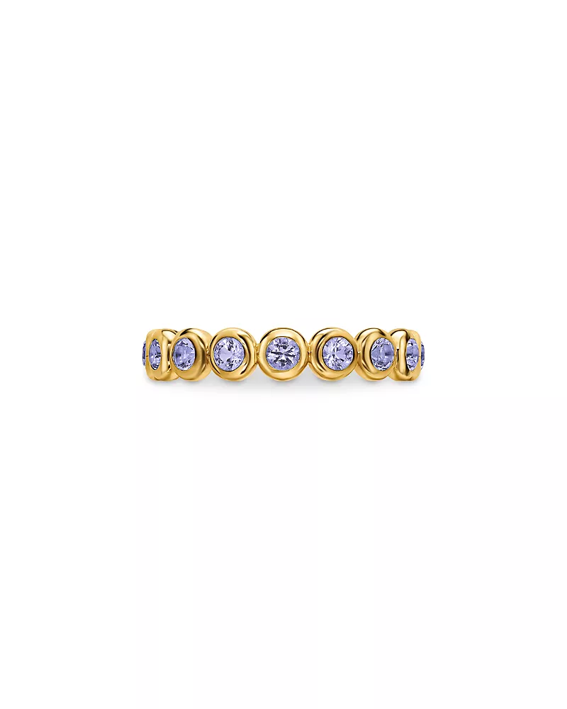 Bezel Set Band Ring in 18K Yellow Gold with Tanzanite, 4mm