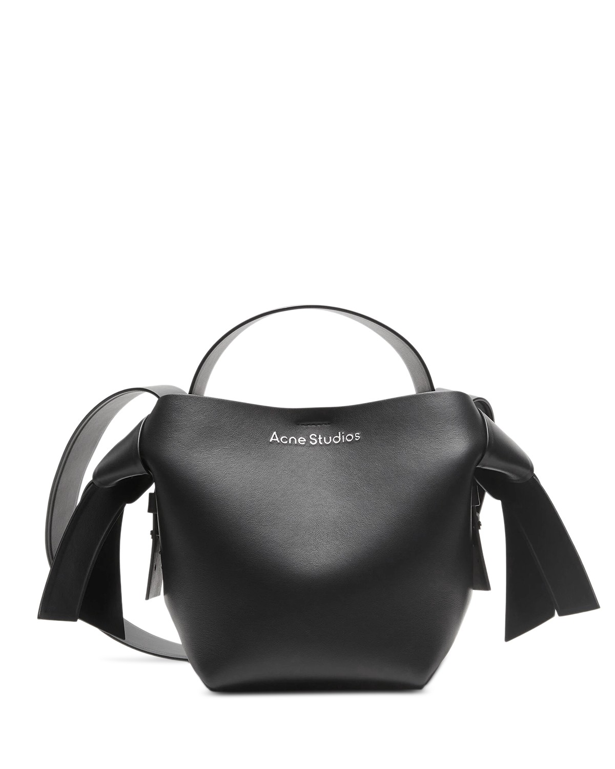 Acne Studios Musubi Mini R Leather Shoulder Bag in Black