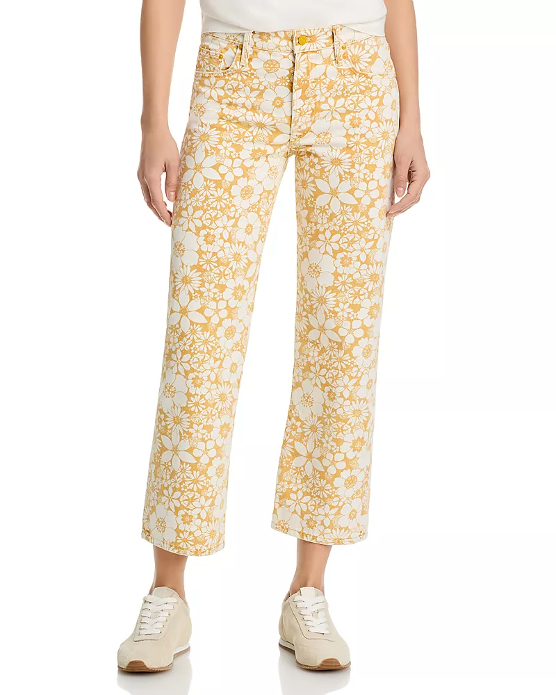 Mother The Mid Rise Rambler Zip Ankle Jeans in Floral Notes