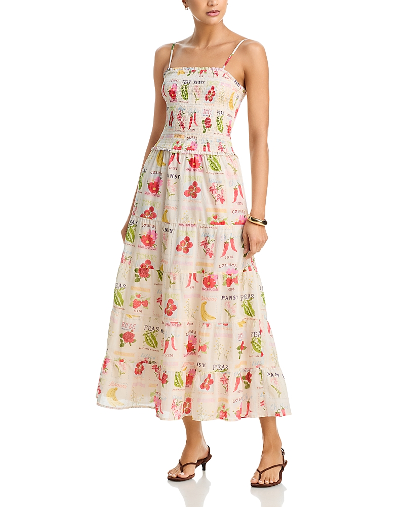 Aqua Seed Packet Smocked Maxi Dress- Exclusive