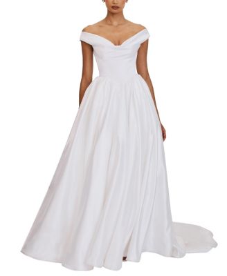  Unna Satin Bardot Cowl Wedding Gown