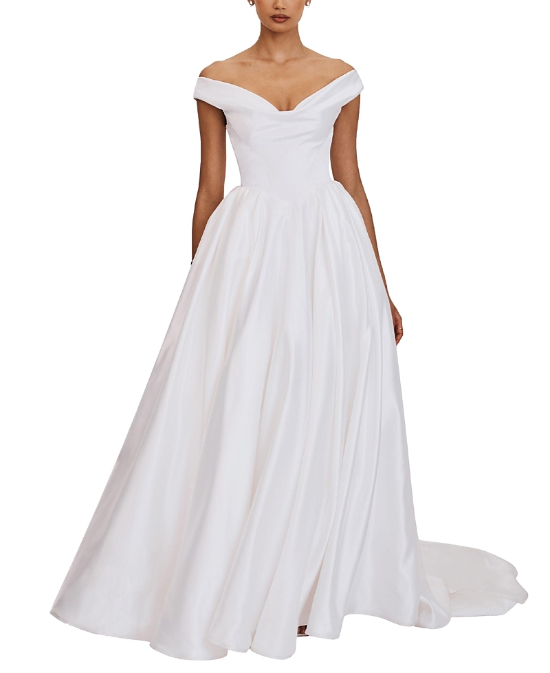 Miss Circle Unna Satin Bardot Cowl Wedding Gown