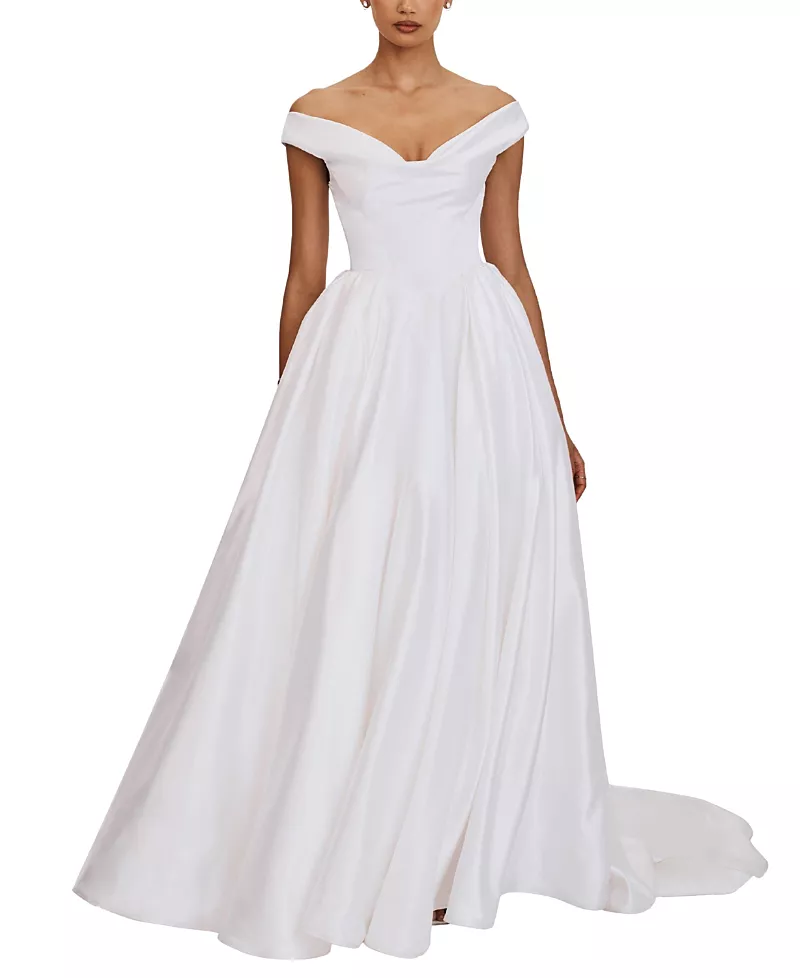 Miss Circle Unna Satin Bardot Cowl Wedding Gown