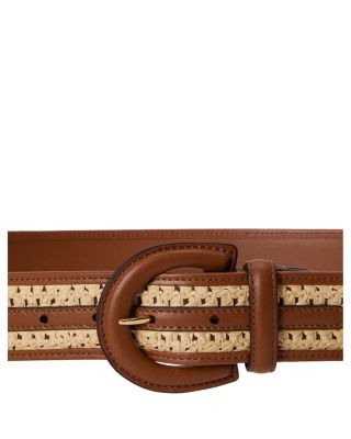 Ralph Lauren Crescent Buckle Straw Leather Wide Belt  display picture 1
