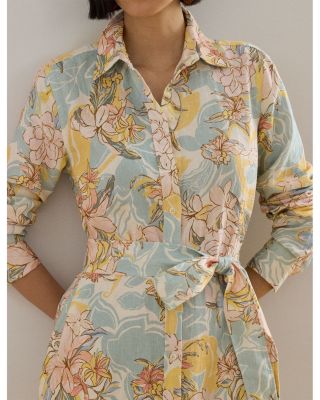 Petite Floral Linen Shirt Dress