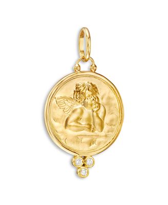 18K Gold 21mm Angel Pendant with Diamonds 