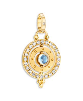 18K Yellow Gold Celestial Blue Moonstone & Diamond Orbit Pendant