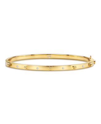 18K Yellow Gold Diamond Granulated Bangle Bracelet