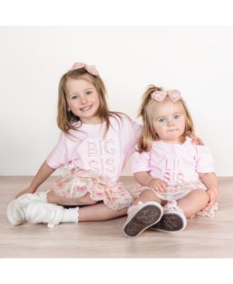 Girls' Lil Sis Embroidered Patch Short Sleeve Romper - Baby