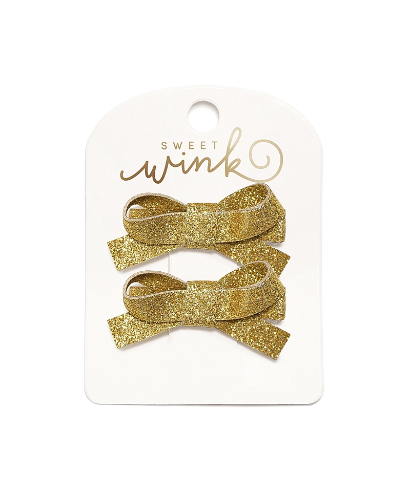 Sweet Wink Girls' Gold Sparkle Bow Clip Set - Little Kid, Big Kid