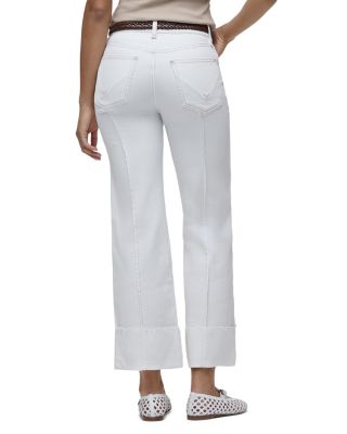 Rosie Pintucked Cuffed Wide Leg Jeans in White