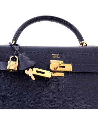 Kelly 32 Handbag Blue Courchevel with Gold Hardware