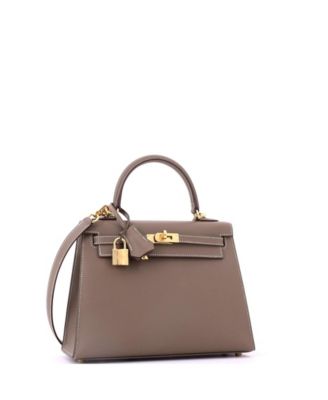 Kelly 25 Handbag Grey Epsom with Gold Hardware