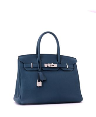 Birkin 30 Handbag Blue Togo with Palladium Hardware