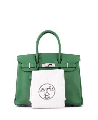 Birkin 30 Handbag Green Epsom with Palladium Hardware