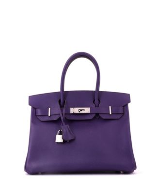 Birkin 30 Handbag Purple Epsom with Palladium Hardware