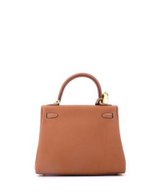 Kelly 25 Handbag Brown Togo with Gold Hardware