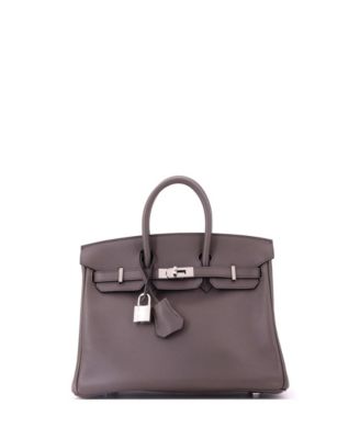 Birkin 25 Handbag Grey Swift with Palladium Hardware