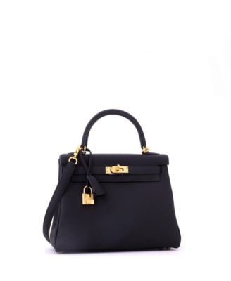 Kelly 25 Handbag Black Togo with Gold Hardware