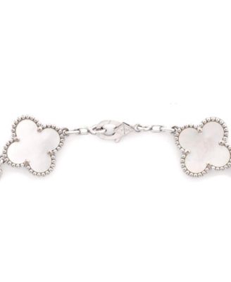  Vintage Alhambra 5 Motifs Bracelet 18K White Gold and Mother of Pearl