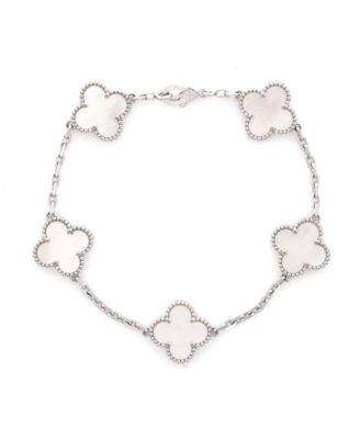  Vintage Alhambra 5 Motifs Bracelet 18K White Gold and Mother of Pearl