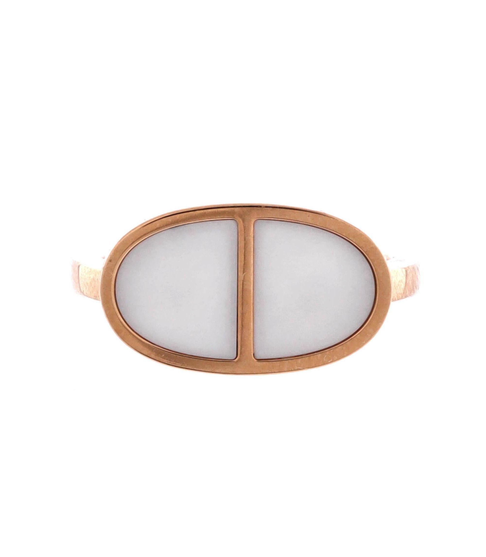 Small Chaine d'Ancre Verso Ring 18K Rose with Ceramic - Image 1