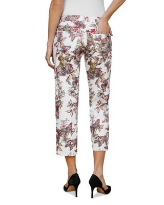 Blaine Low Rise Crop Stovepipe Jeans in White Garden Butterflies