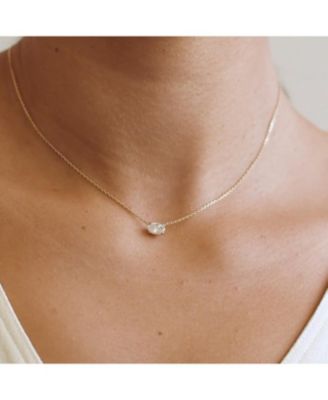  Solitaire Necklace in 14K Gold, 0.75ctw Oval Lab Grown Diamond