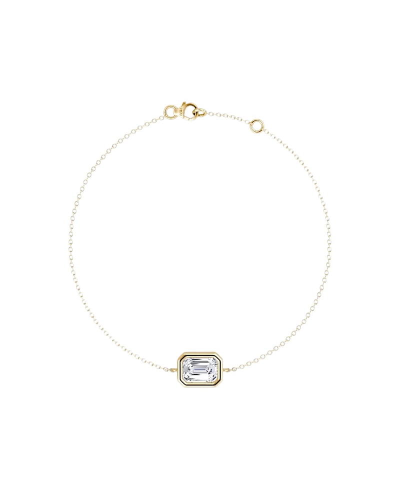 Vrai Bezel Solitaire Bracelet in 14K Gold, 0.5ctw Emerald Lab Grown Diamond 7"