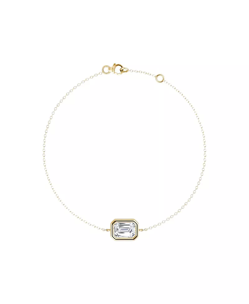 Vrai Bezel Solitaire Bracelet in 14K Gold, 0.5ctw Emerald Lab Grown Diamond 7"