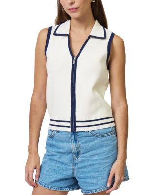 Women's Allie Sleeveless Collared Zip Up Sweater