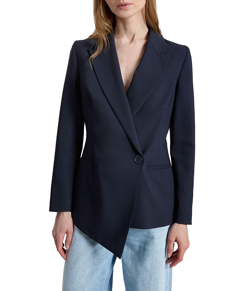 Santorelli Mara Asymmetrical Blazer in Virgin Wool Stretch