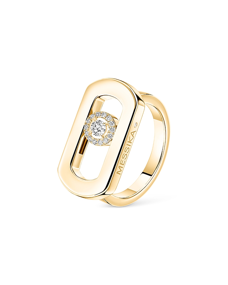 Messika So Move Diamond Link Signet Ring in 18K Yellow Gold, 0.06 tcw