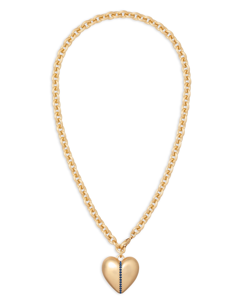 Roxanne Assoulin The Sapphire Stripe Puffy Heart Pendant Necklace, 19