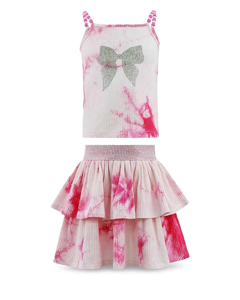 Lola + The Boys Girls' Sparkle Bow Tie Dyed Top & Skirt Set - Little Kid, Big Kid