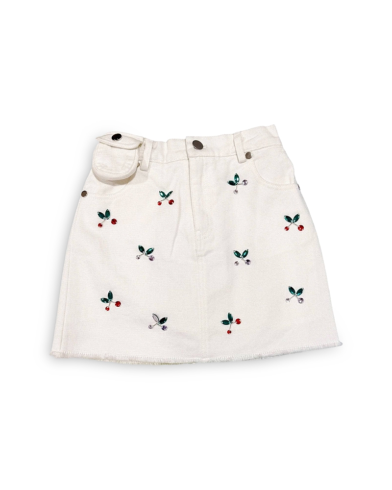 Lola + The Boys Girls' Cherry On Top Gem Denim Skirt - Little Kid, Big Kid