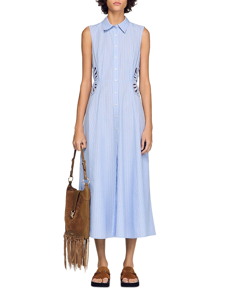 Sandro Striped Cotton Maxi Dress