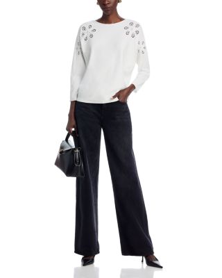 Flower Embellished Dolman Sleeve Sweater