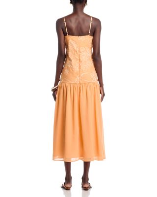 green emerald velvet dress Beige Drop Waist Midi dress-ALIX Xs / Beige