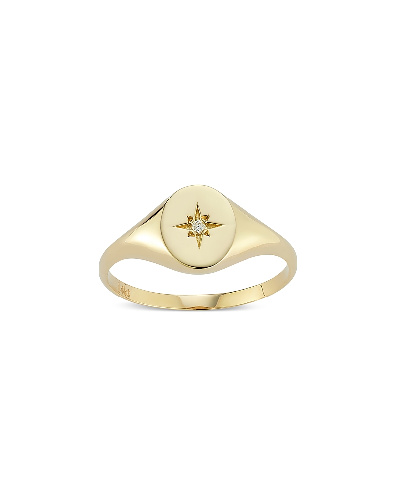 Moon & Meadow 14K Yellow Gold Diamond Accent Signet Ring