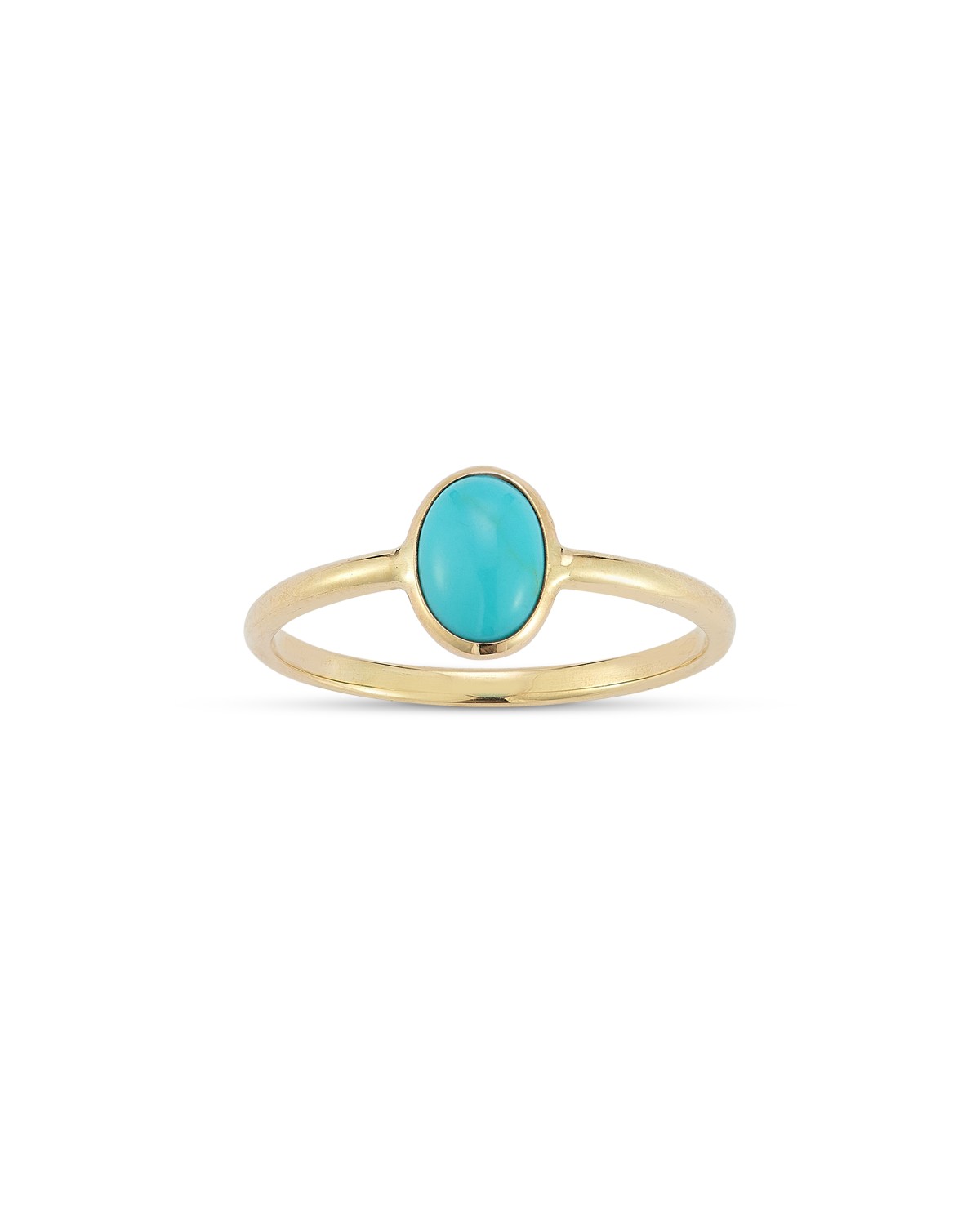 Oval Turquoise Solitaire Ring in 14K Yellow Gold
