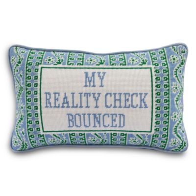 Reality Check Needlepoint Pillow, 15" x 9"