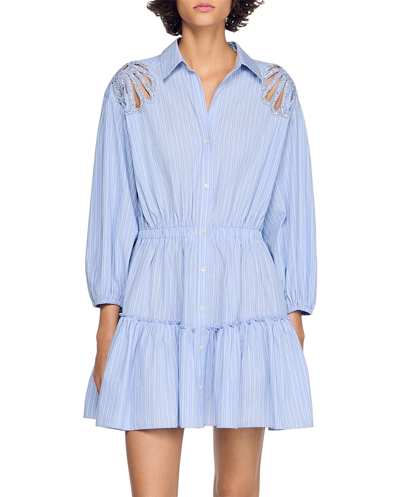Sandro Ludovica Short Striped Cotton Dress