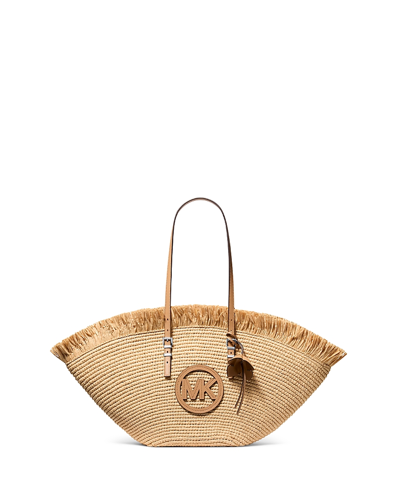 Michael Kors Isa Large Crochet Straw Fan Tote Bag