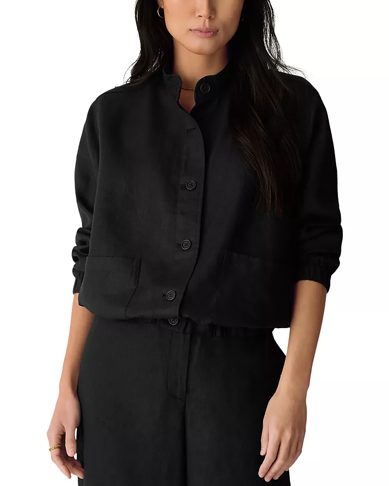Eileen Fisher Stand Collar Linen Jacket