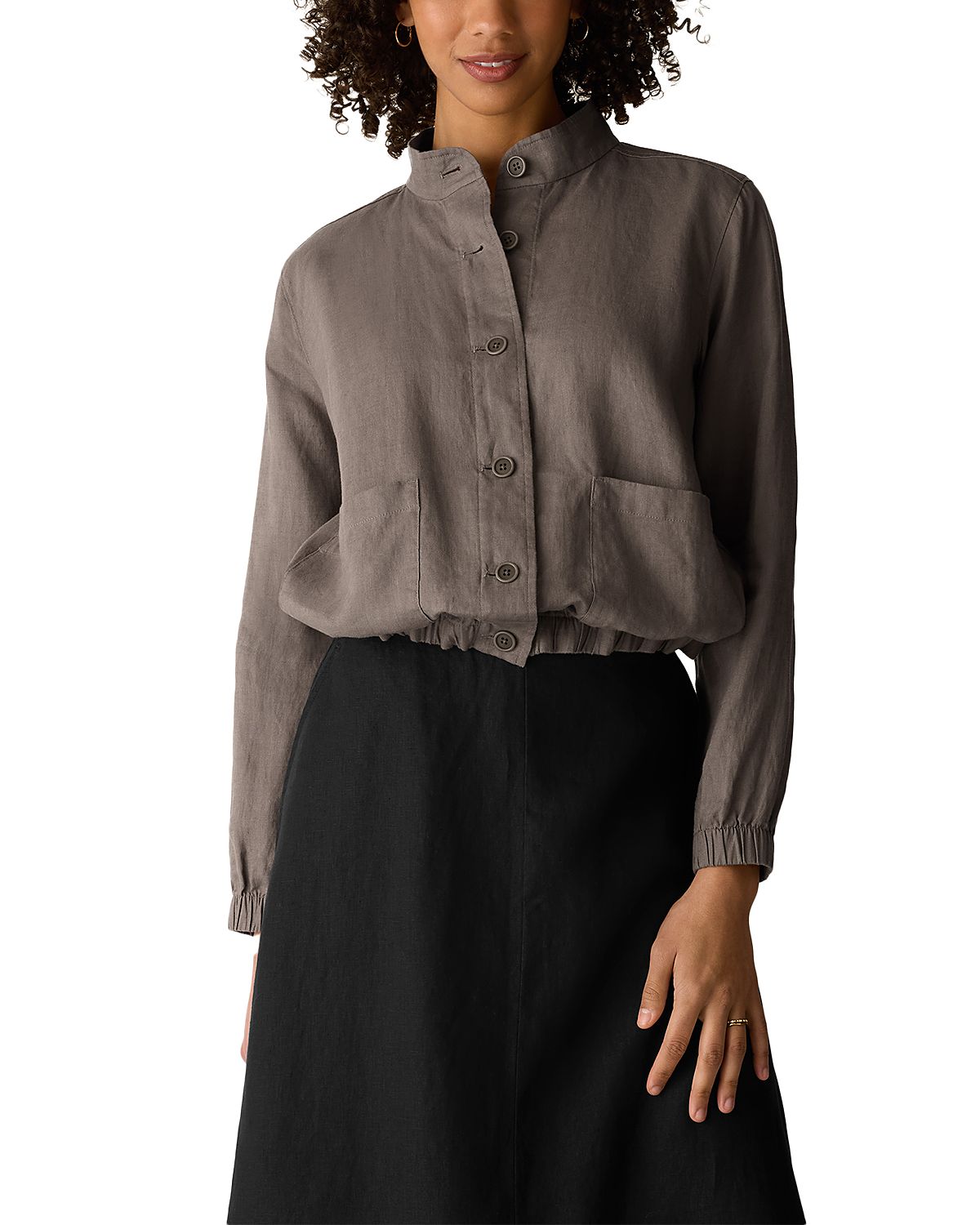 Eileen Fisher Stand Collar Linen Jacket